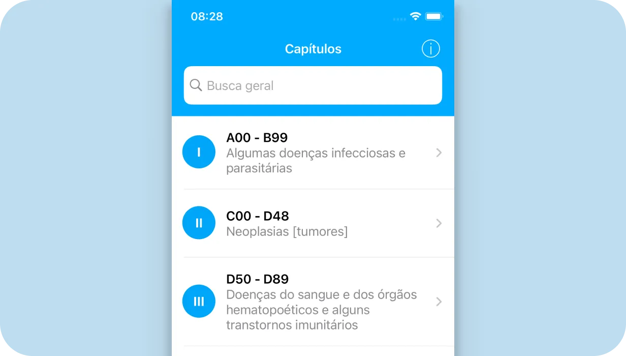 Recorte de tela mostrando o app cid10