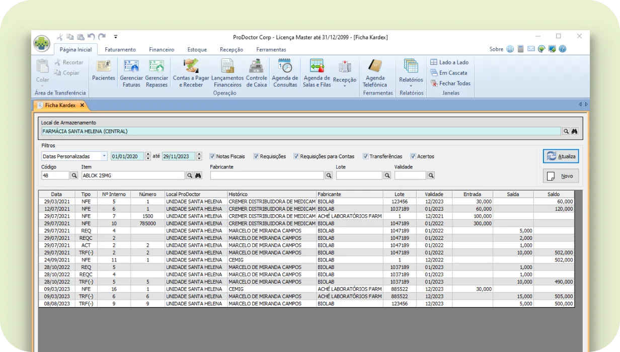 Recorte de tela do estoque do corp