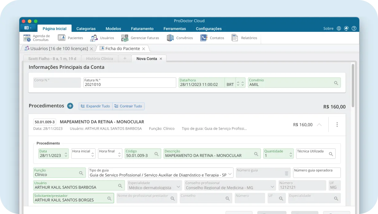 Recorde de tela do faturamento do cloud
