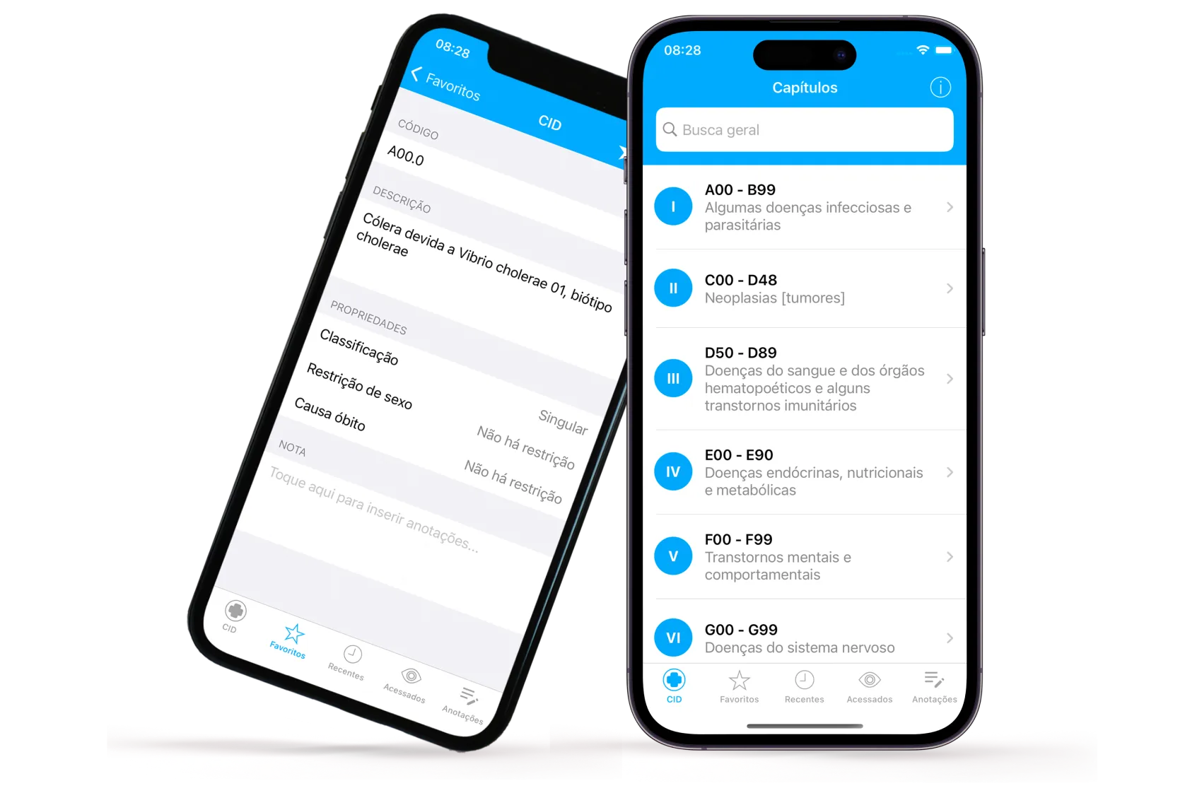 Dois celulares mostrando a tela do cid
