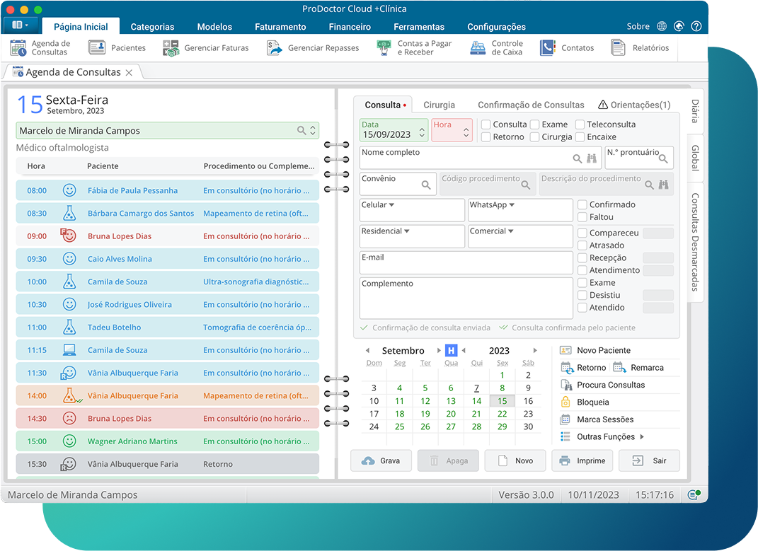Notebook com a tela da agenda do Cloud