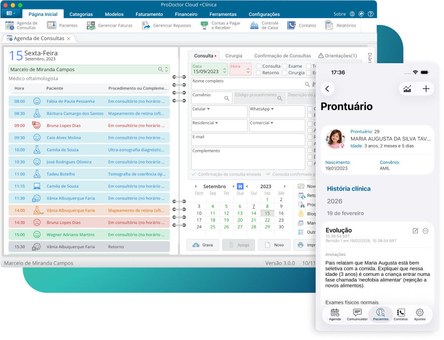 Notebook e smartphone com as telas do agendamento online
