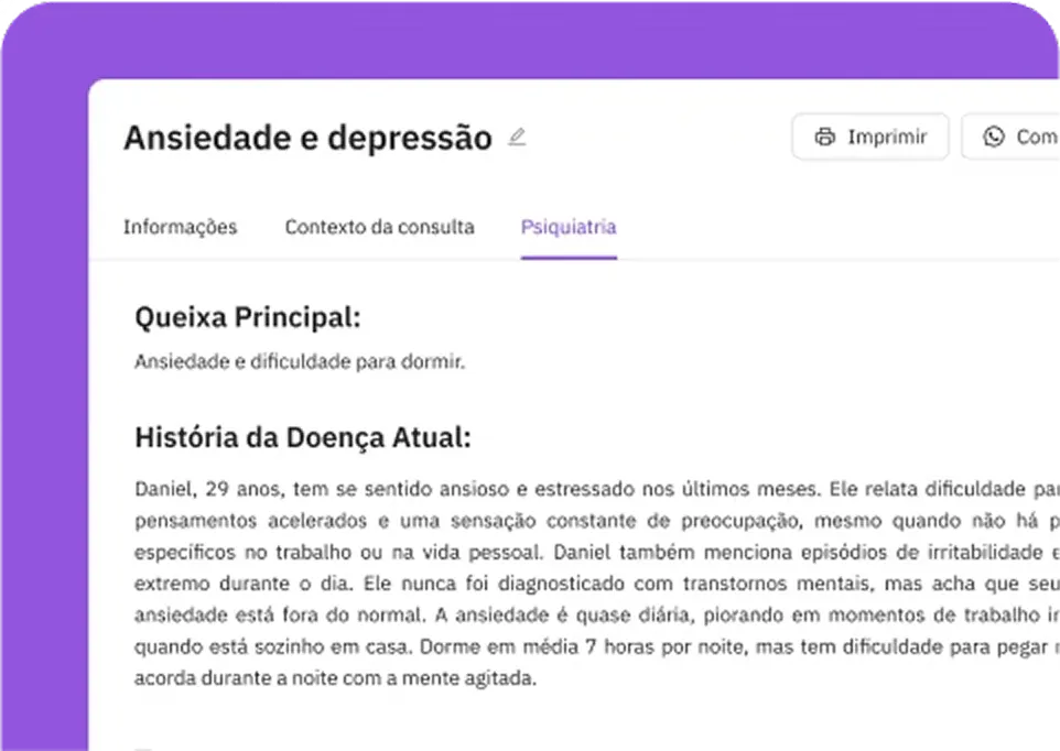 Imagem de demonstração da funcionalidade de Transcrição por IA