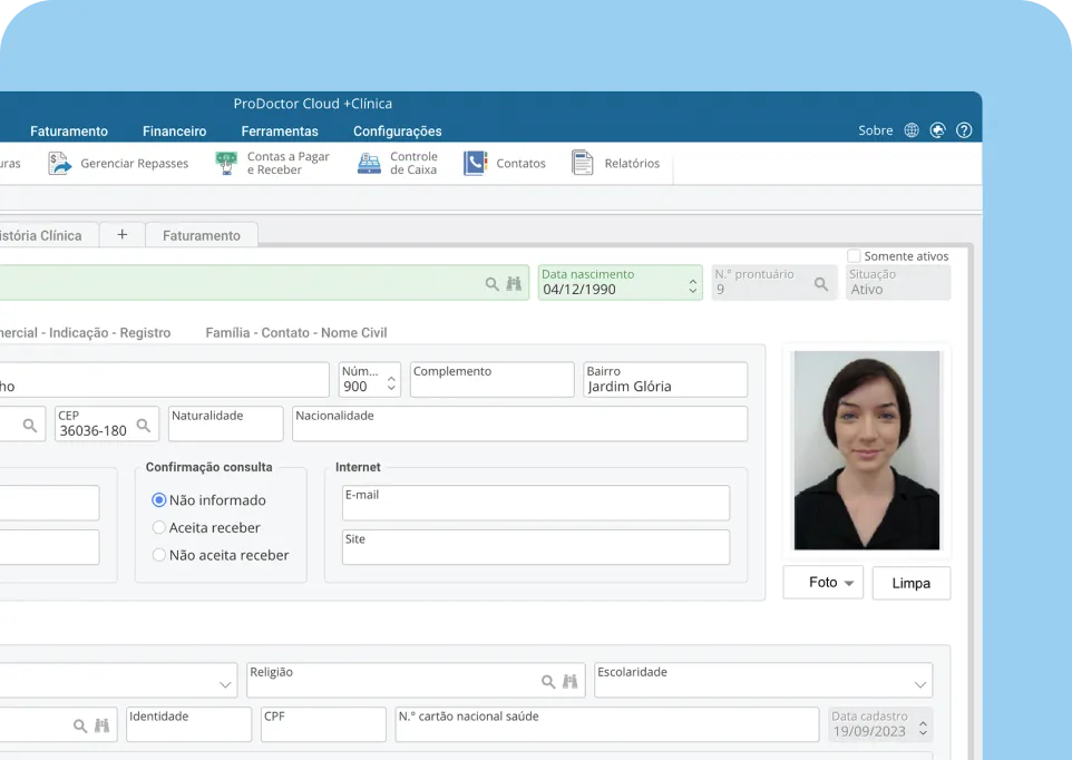 Imagem de demonstração da funcionalidade de Prontuário Eletrônico