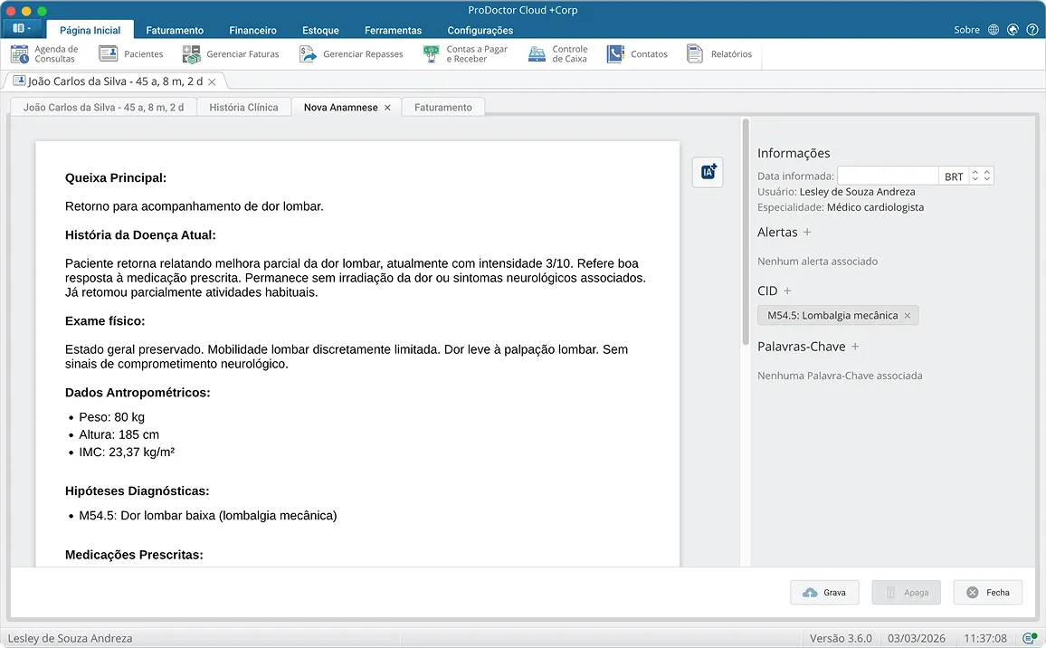 Imagem de demonstração da funcionalidade de Transcrição por IA