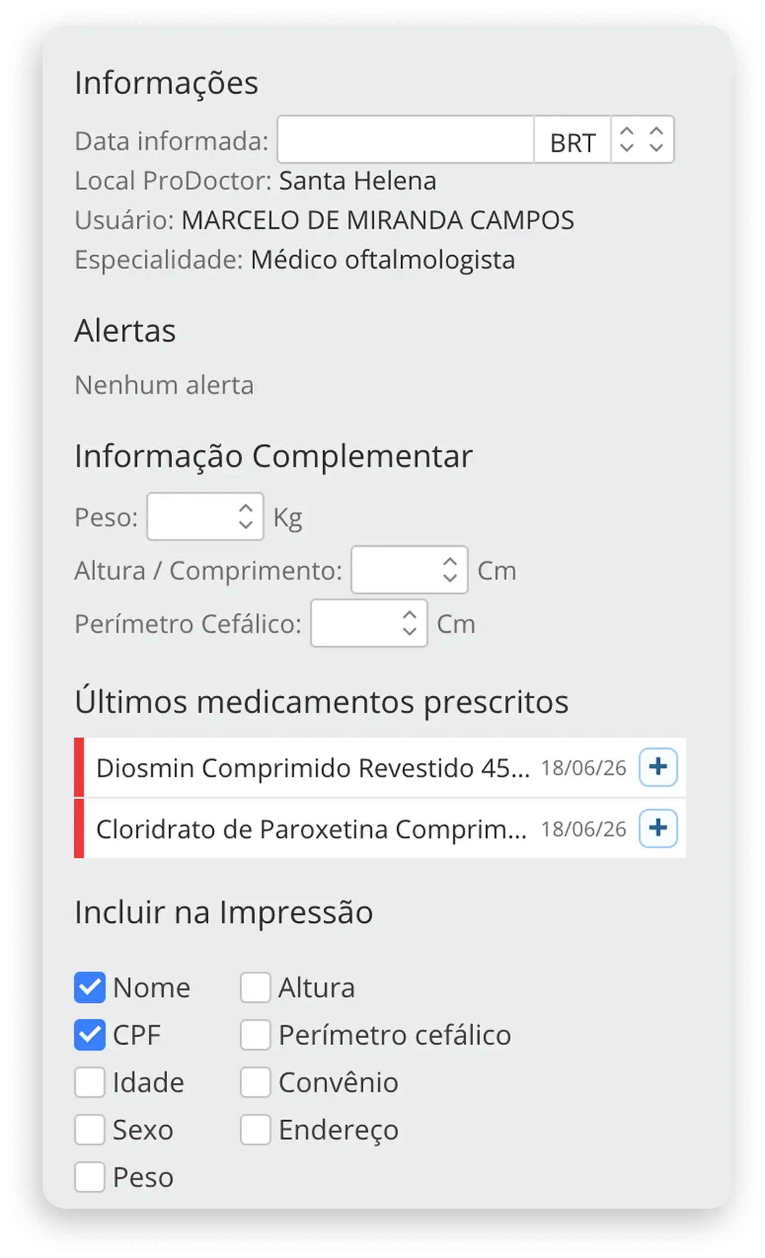 Últimos medicamentos do ProDoctor