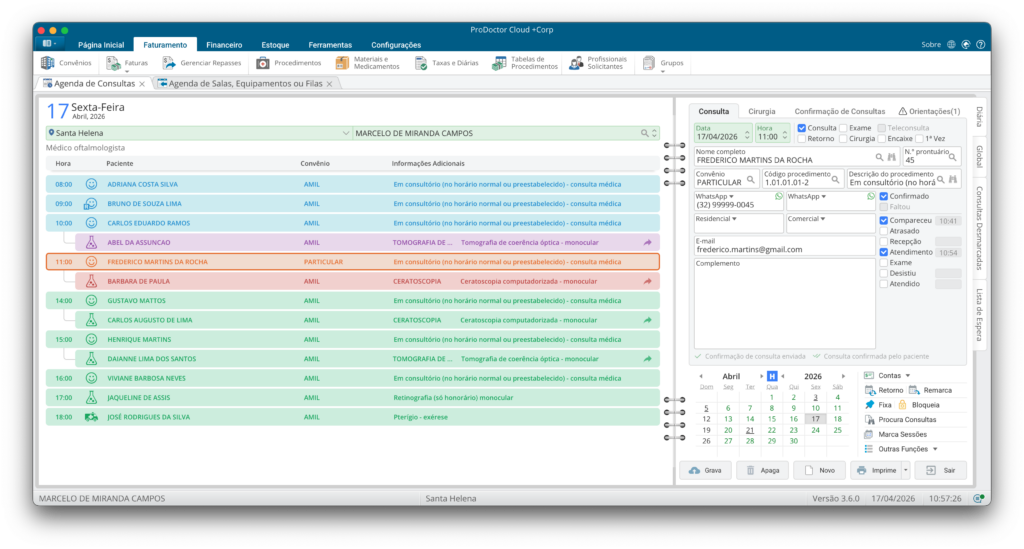 Agenda de salas equipamentos ou filas integrasa à agenda de consultas no prodoctor cloud +corp prodoctor